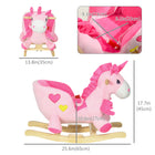 Qaba Baby Rocking Horse Ride-On Unicorn with Songs and Seatbelt - Pink-Wood frame and stable base provide safe rocking 