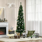 HOMCOM 6.5' Artificial Slim Christmas Tree with Pine Cones - Green-Adding pine cones further accentuates the tree's natural and healthy look 