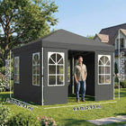 Outsunny 9.6 ft W x 9.6 ft L Pop Up Canopy Tent with 4 Sidewalls - 1-Button Push - Dark Grey-Top vent for better airflow and heat dissipation