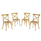 Modway Gear Dining Side Chair - Natural - 4 Pack-Tapered legs
