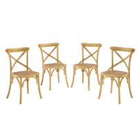Modway Gear Dining Side Chair - Natural - 4 Pack-Tapered legs