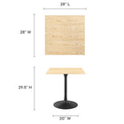 Modway Lippa 28" Square Wood Dining Table - Black Natural-Wood Grain Veneer and MDF Tabletop