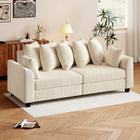HOMCOM Corduroy 3 Seater Sofa Couch with 8 Removable Pillows - Beige-Plywood frame supports up to 551 lb (250 kg), ensuring stability and durability