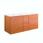 Modway Scenic 48" Double Wall-Mount Bathroom Vanity - Cherry/White-Wall-Mount Bathroom Vanity Cabinet