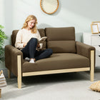 HOMCOM 53" Loveseat Sofa with Solid Wood Legs - Brown-Long, padded armrests provide gentle support for your arms