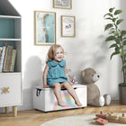 Qaba Kids Bench Toy Box Storage - White-Move the sofa effortlessly with practical handles 