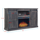 Manhattan Comfort Myrtle 60" Modern Fireplace - Black and Heavy Brown - Set of 2-Includes 1 Electric Firebox, and 5 Shelves with 2 Sliding Doors on an Exposed Metal Glide. Packaging Includes 1 Additional Shelf for Option to Replace Firebox