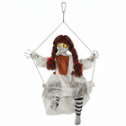 HOMCOM 2.7' Animated Hanging Creepy Girl on Swing with Sound Touch Activation - Multi-Coloured-Features a creepy girl sitting on a swing for a dramatic Halloween display 