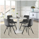 Plata Import Leo Faux Marble Table-faux marble top and a white aluminum base