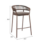 Zuo Skye Barstool - Brown - Set of 2-6