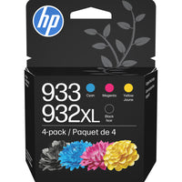 HP 932XL Black High Yield & 933 Cyan, Magenta and Yellow Original Ink Cartridges, 4 Pack (N9H62FN)-Black/Cyan, Magenta, Yellow