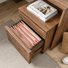Modway Render 73.5" Wood Desk and File Cabinet Set - Walnut-Full-Extension Keyboard Tray