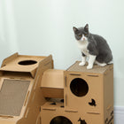 PawHut Multi-Level Corrugated Cardboard Cat House-Made from corrugated cardboard, ensuring stability for cats under 7.7 lbs (3.5 kg) 