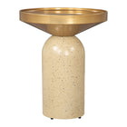 Zuo Cendre Side Table - Gold/Beige-Dimensions: 18.1" L x 18.1" W x 22.4" H