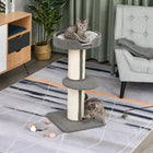 PawHut 36" Cat Tree with Sisal Mat Scratching Post and Cushion Bed - Grey-Made with particle board for a stable tree 