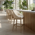 Zuo Calmo Barstool - Beige-Dimensions: 20.5" L x 19.9" W x 41.1" H