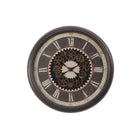 Monarch Specialties Clocks 23" Round Wall Clock - Brown -Bring a stylish and trendy accent piece to your home decor with 23" round wall clock with a striking gear mechanism design in a neutral brown finish
