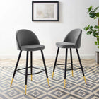 Modway Cordial Performance Velvet Bar Stools - Gray - Set of 2-Performance Velvet Upholstery