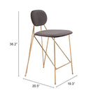 Zuo Georges Counter Stool - Grey/Gold - Set of 2-7