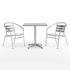 Flash Furniture 27.5" Square Aluminum Indoor-Outdoor Table Set with 2 Slat Back Chairs-Square Table