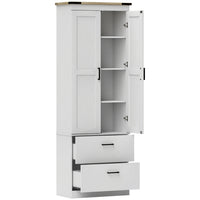 HOMCOM 67" H Tall Kitchen Pantry Cabinet with Adjustable Shelves - Cream White Wood Grain-Four-tier cabinet and two drawers maximize storage space 