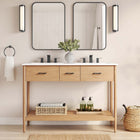 Modway Zaire 48" Double Sink Bathroom Vanity - Natural/White-Metal Handle Pulls