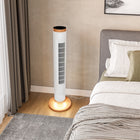 Seville Classics UltraSlimLine Oscillating Tower Fan with Light - White-Touch Screen Control Panel