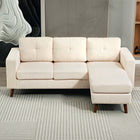 HOMCOM L-Shaped Sectional Sofa with Chaise Lounge - Cream White-Includes three plush back cushions and wide armrests for added relaxation
