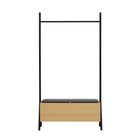 Manhattan Comfort Paloma 38" Modern Linen Weave Upholstered Open Hanging Closet - Natural Oak-Modern Open Hanging Closet for Entryway and Bedroom Use