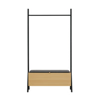 Manhattan Comfort Paloma 38" Modern Linen Weave Upholstered Open Hanging Closet - Natural Oak-Modern Open Hanging Closet for Entryway and Bedroom Use