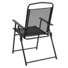 Flash Furniture Nantucket 6-Piece Patio Garden Set with Table, Umbrella & 4 Folding Chairs - Black-1.5" Edge Top
