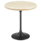 Modway Lippa 20" Round Faux Travertine Side Table - Black Travertine-Artificial Travertine