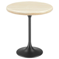 Modway Lippa 20" Round Faux Travertine Side Table - Black Travertine-Artificial Travertine