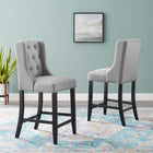 Modway Baronet Upholstered Fabric Counter Bar Stool - Light Gray - Set of 2-Soft Polyester Fabric Upholstery