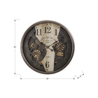 Monarch Specialties Clocks 30" Round Wall Clock - Brown -The functioning metal gears produce a non-ticking quartz movement for accurate timekeeping without noisy distractions