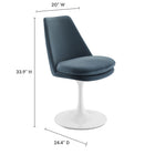 Modway Lippa Swivel Dining Performance Velvet Side Chair - White Cadet Blue-Armless Design with Pedestal Base