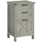 HOMCOM 3-Drawer Letter/A4 Filing Cabinet - Stone Grey-Rustic farmhouse design enhances home office decor

