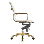 Plata Import Antoni Office Chair PU Leather Upholstery Low Back Gold Frame - White-Seat 20" W x 18 " D; Back 19.75-17.5" H