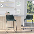 HOMCOM Counter Height Bar Stools with Back - Dark Green - 2 Pack-Footrest for a relaxed posture
