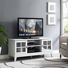 Modway Isle 47" TV Stand - White-Tempered Glass Windowpane Cabinets