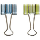 JAM Paper Colourful Binder Clips - Small - 3/4" - Green and Blue with Brown/White Stripes - 10 Pack-Size: .75 inch (19mm) | Easily spring back into shape when removed