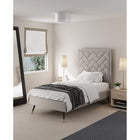 Manhattan Comfort Crosby 81.1" Modern Velvet Upholstered Twin-Size Bed - Greige-Upholstered In Luxurious Velvet with High Density Foam Filled Padding