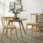Modway Lykke Curved Spindle Back Dining Chairs - Natural - 2 Pack-Durable Rubberwood Frame