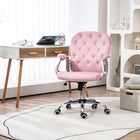 Vinsetto 360-Degree Swivel Computer Desk Chair with Padded Seat and Adjustable Height - Pink-Button-tufted back with decorative plastic crystals adds a touch of elegance