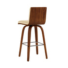 Armen Living Vienna 26" Counter Height Swivel Bar Stool in Walnut Wood Finish with Cream Faux Leather-8