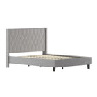 Flash Furniture Riverdale Queen Size Tufted Upholstered Platform Bed - Light Grey Fabric-Panel Headboard