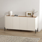 Manhattan Comfort Abbey 66.9" Modern Sideboard - Maple and Off White-Includes 4 Soft Close Doors with 4 Adjustable Shelf Spaces