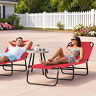 Outsunny Folding Lounge Chair - 5 Position Sun Tanning Chair - Red-Breathable oxford fabric is quick-drying, and stays cool in summer