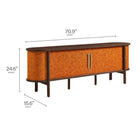 Modway Coralie Curved 71" Vegan Leather Oval TV Stand - Walnut Tan-Wood Grain Laminate