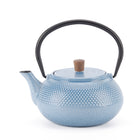 Minimal Enamelled Cast Iron Teapot - Dot Blue - 0.6 L-Cast iron teapot polished by hand for smooth finishing